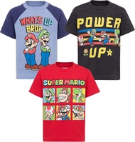 Super Mario Nintendo Boys 3 Pack เสื้อยืด Luigi Bowser Yoshi Toad Donkey Kong