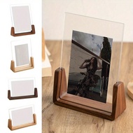 1PC Modern U-Shaped Photo Frame - Premium Acrylic & Solid Walnut/Beech Wood Hybrid Display Stand Wit