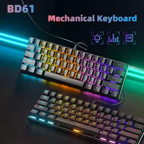 BD61 60% Gaming Mechanical Keyboard 61Key Wired Custom Mechanical Keyboard RGB Full Key Hot-Swap RGB