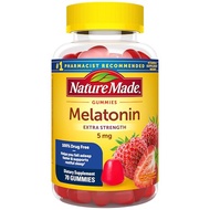 Nature Made Melatonin 5mg Extra Strength Gummies, 100% Drug Free Sleep Aid for Adults, 70 Melatonin 