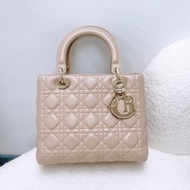 Dior lady dior 五格中號米粉色 黛妃包