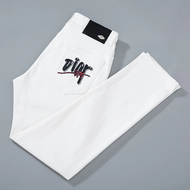 ฤดูร้อน Dr Home High-end ยุโรปสไตล์ผู้ชายสีขาวบางกางเกงยีนส์ Lyocell ยืดหยุ่นพิมพ์ขาตรงผู้ชายกางเกงบ