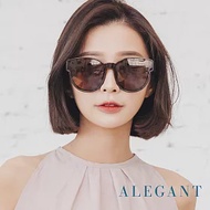 【ALEGANT】潮流桂棕圓框可彎折鏡腳全罩式寶麗來偏光墨鏡/外掛式UV400太陽眼鏡/包覆套鏡