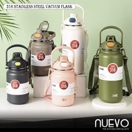 1000ml/1300ml/1600ml Cille 316 Stainless Steel Thermos Bottle Large Capacity Water Bottle With Straw