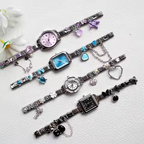 Women Stainless Steel Italian Watch DIY Mix Color Charms Bracelet Watch Custom Module Ladies Fashion