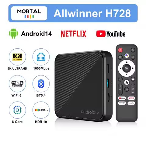 Mortal H728 Streaming TV Box WIFI6 Voice Control TV Box 8K HD Allwinner H728 Octa Core Netflix YouTu