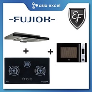 FUJIOH FR-MS1990R 90CM SLIMLINE HOOD + FUJIOH FH-GS5530 SVGL 3 BURNER GLASS GAS HOB + EF EFMO 8925 M 25L MICROWAVE OVEN