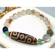 Tibetan Dzi Beads Nine Eyed Dzi Bead Tibetan Old Mine Nine Eyed Dzi Beads 38.8 x11.8mm