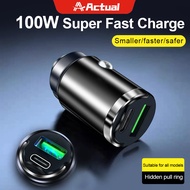 Actual Car Charger Dual Port 12-24V For Laptop Tablet Quick Charging Mobil 100W Quick Charger USB Ty