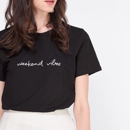 WEEKEND VIBES T-shirt -W2T715 - HoCha89 4C Cotton fabric with collar strap, HIGH QUALITY product (Re