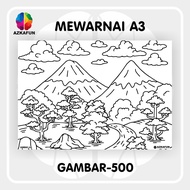 Kertas Mewarnai A3 PEGUNUNGAN  - Mewarnai anak