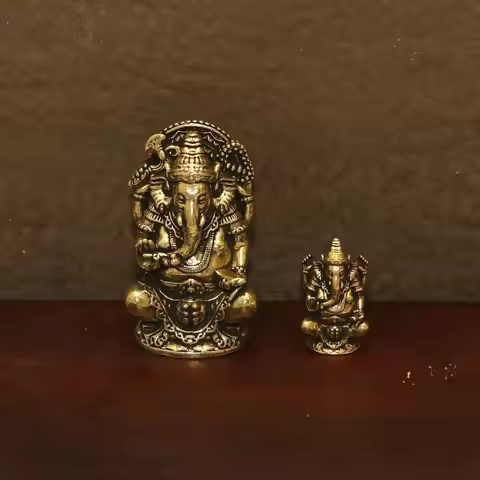 1/3PCS Vintage Brass Ganesha Statue Asia India Thailand Elephant God Mini Sculpture Home Office Car 