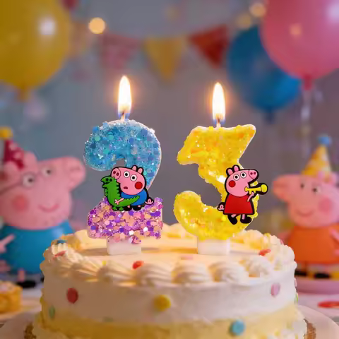 Peppa Pig Candle Number 0-9 Baby Birthday Cake Candle Decoration Peppa Pig Birthday Party Cake Toppe