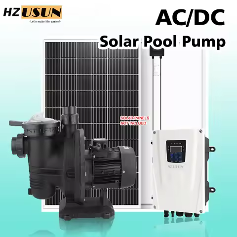 HZUSUN 1200W AC/DC Dual Power Supply Solar Pool Pump 2.5'' High Volume Max 136 GPM House Garden Sola