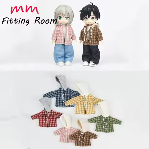BJD ob11 1/12 Scale female male dolls hoodie plaid jacket coat