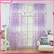 ccooamani|  Fine Workmanship Window Treatment Wear Resistant Polyester Flower Pattern Rod Pocket Sheer Curtain Panel for Home