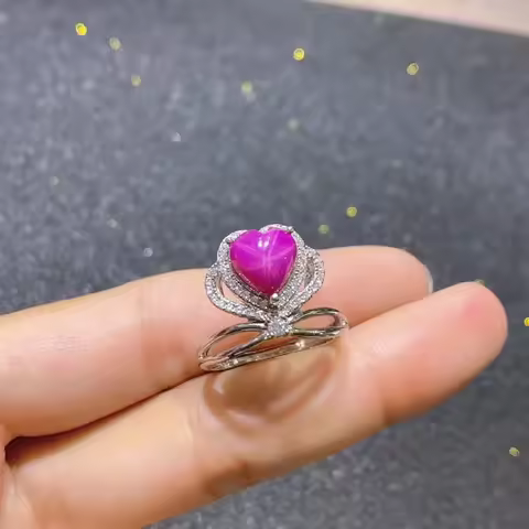 925 Sterling Silver Burma Star natural Ruby Lady Ring Support Detection 8*8mm Boutique Jewelry luxur
