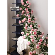 Simulation Rose Vine Decoration Pink Romantic Living Room Bedroom Wall Pendant Atmosphere Decoration