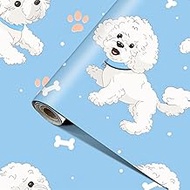 HOMETITUTE Dog Wallpaper for Kids Peel and Stick Wall Paper Puppy Wall Sticker Cartoon Bichon Contac