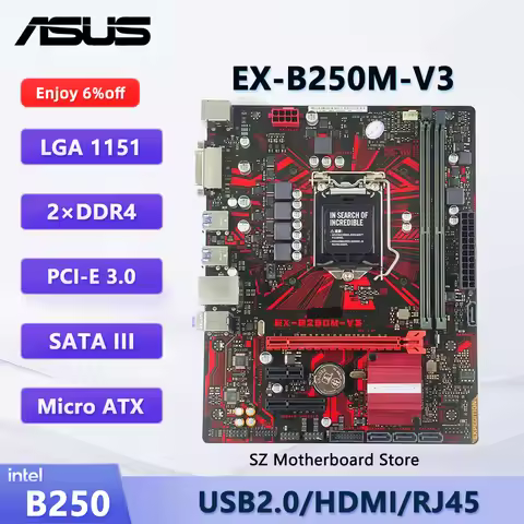 Placa base ASUS EX-B250M-V3 B250 LGA1151 para i7-6700 i5-6600 i5-6600K i3-6100 CPU DDR4 SATA III USB