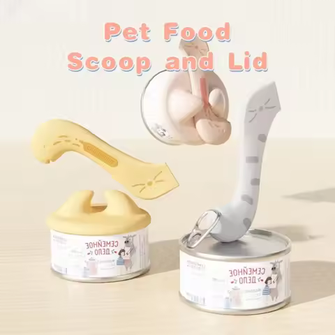 Pet Accessories Multifunctional Pet Dog Spoon Can Opener Wet Food Mixing Spoon Silicone Cat Can Seal