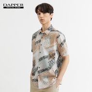 DAPPER เสื้อเชิ้ตแขนสั้น Urban Weave Print สีน้ำตาล