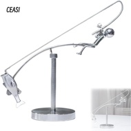 CEASI Kinetic Fishing Sculpture, Desk Ornament Gift The Fisherman Balancing Sculpture, Creative Meta