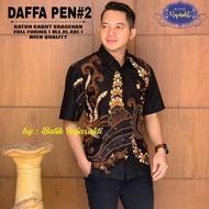 KEMEJA KATUN Latest Short Sleeve Batik Shirt with Daffa Pen 2 Motif - Primisima RS117 Cotton Materia