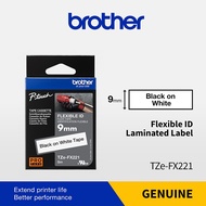 Brother Original TZe-FX221 9mm Black on White Flexible ID Genuine Laminated Tape TZeFX221 TZFX221 TZ