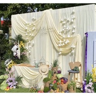 Soft and Smooth Elastic Fabric Curtain in Cream Color 1m7x3m Decor Photography Backdrop for Weddings