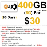 M1 Maxx $30 | 400GB 90 Days Plan Top Up | 300min IDD | Recharge | 90 Days Plan | Renewal | M1 Maxx