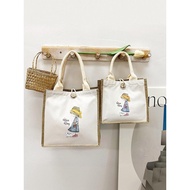 Canvas Bag Female Fashion Cartoon Linen Bag Student Cotton Linen Handbag Linen Bag Work Handbag Line