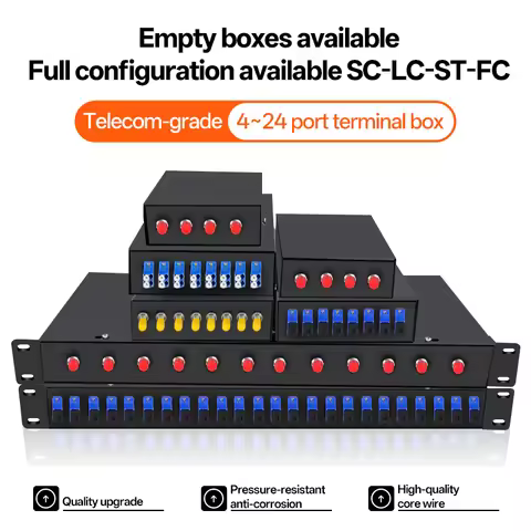 BYXGD Telecom Grade 4/8/12/24 Port Fiber Optic Terminal Box SC/LC/ST/FC Empty & Fully Configured Rac
