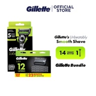 [Bundle of 2] Gillette Labs with Exfoliating Bar Razor 1 Handle + 12+2s Refills