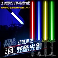 Pedang Laser 2-dalam-1 Kayu Berkelip Berwarna-warni Mainan Pedang Bercahaya Kanak-kanak Gerai Jalan 