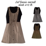 Set Gamis Overall anak perempuan 4 - 12 tahun / overall import anak perempuan terbaru / gamis anak 2