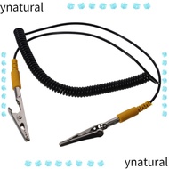 YNATURAL Anti-Static ESD Grounding Cable, 2mm 180cm / 71" Coiled Cord, Durable Male-to-Female Polyur