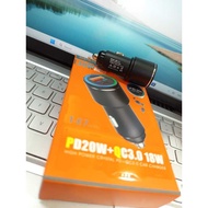 [T-E8] CAR Charger PD 55W 2USB USB-A + USB-C LED LIGHT Saver CAR PD30W+QC3.025W