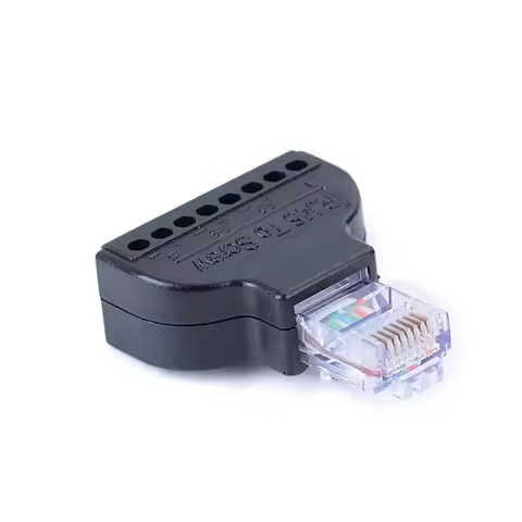 RJ45 To 8 Pin Screw Block Adapter with 8Pin Screw Terminal and RJ45 Plug for AV Network Internet Cab