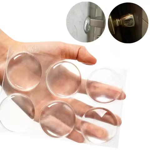 6PCS Clear Door Knob Wall Shield Transparent Round Soft Rubber Wall Protector Self Adhesive Door Han