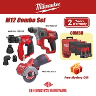 MILWAUKEE M12FCOT Cut Off Tool M12FDDXKIT Installation Drill Driver M12CH SDS-Plus Hammer (2 Mode) COMBO SET
