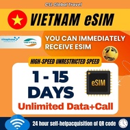 【CSL】Vietnam eSIM 1-15 Days High Speed  Unlmited  Local Network Data+Call Vietnam Travel SIM card