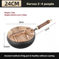 Tôi biết Chảo Gang Đúc Pan-không dính chảo chiên sâu lòng với nắp gỗ thép carbon đáy phẳng chảo cho 