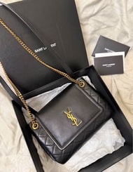 💯new YSL nolita 菱格紋鏈條 羊皮革 斜孭袋 單肩包 Mini 黑色
