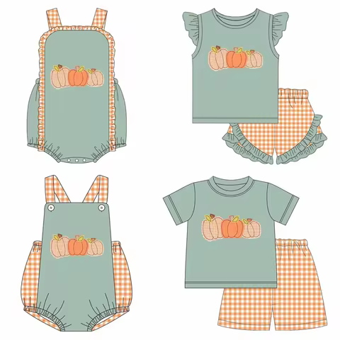 High-Quality Halloween Children's Clothing Pumpkin Print Thanksgiving Baby Girl Boy Set Infant Bubbl