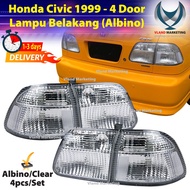 Honda Civic 1999 4 Door Tail Lamp (Albino/Clear White) Lens / Civic 1999 lampu belakang putih - 4 pintu