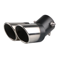 (DKCZ) Car Universal 63mm Stainless Steel Dual Outlet Exhaust Pipe Muffler Tail Throat Muffler Tip P