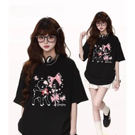 Korea Cotton 1 Oversize Short Sleeve T-Shirt CMDXY7156 Men Women Striped Letter Cartoon Loose Summer