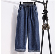 EZN 2021 Plus Size Elastic High Waist Wide Leg Straight Loose Long Jeans for Women M L XL XXL XXXL 4