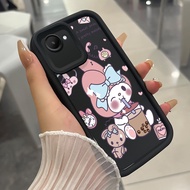 Case For Realme C30 C30s Narzo 50i Prime Three-Color Milk Tea Rabbit Phone Silicone Shockproof